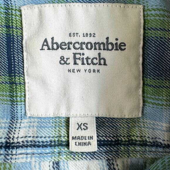 Abercrombie & Fitch Women Plaid Flannel Studded Button Front Shirt Green Size XS - Picture 2 of 12